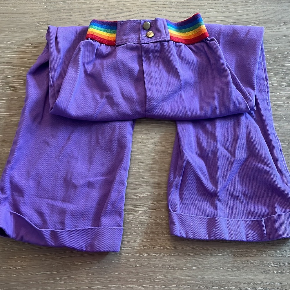 VINTAGE - Purple Jeans with rainbow elastic